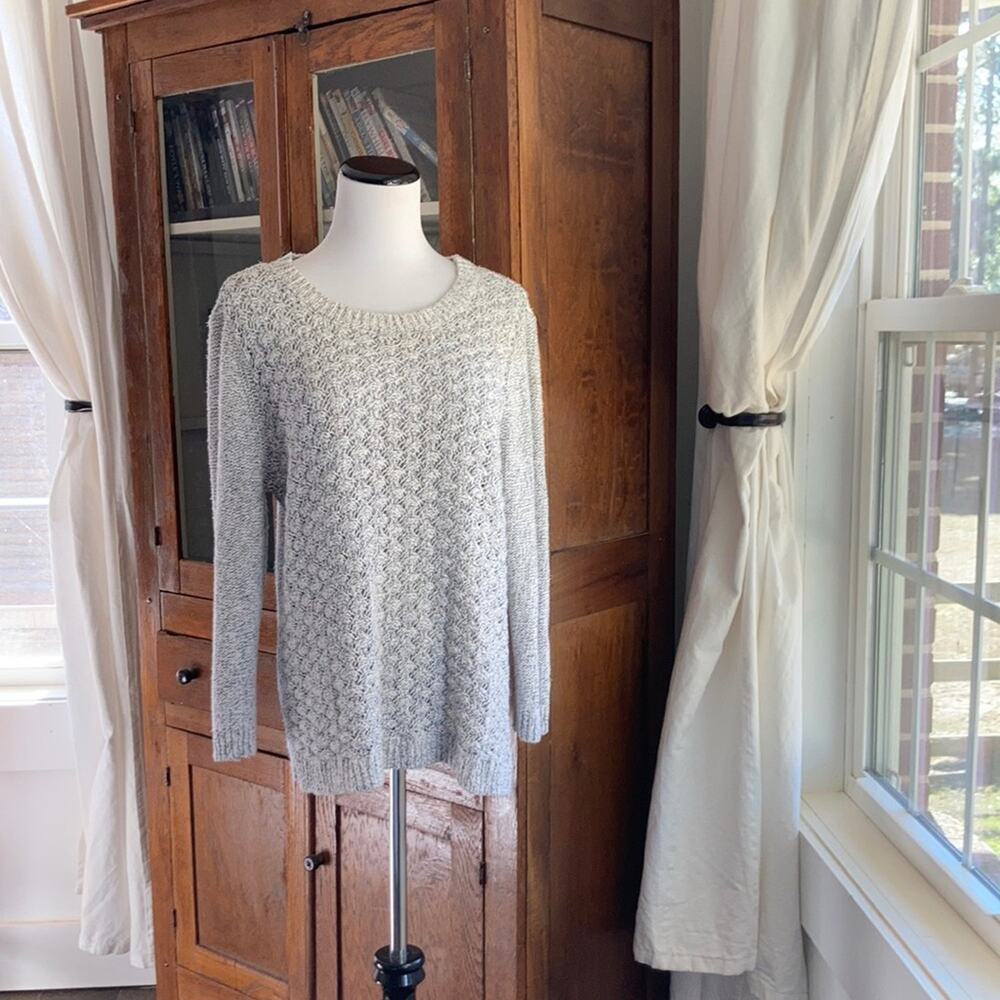 Lou & Grey White/Grey Crewneck Sweater, Size L